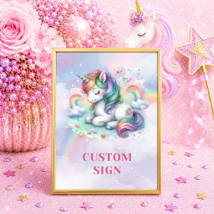 Bright Pastel Unicorn Magical Day Girl Birthday Si Poster