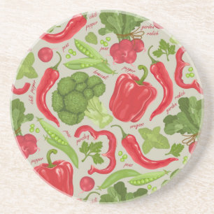 Bright pattern from fresh vegetables coaster