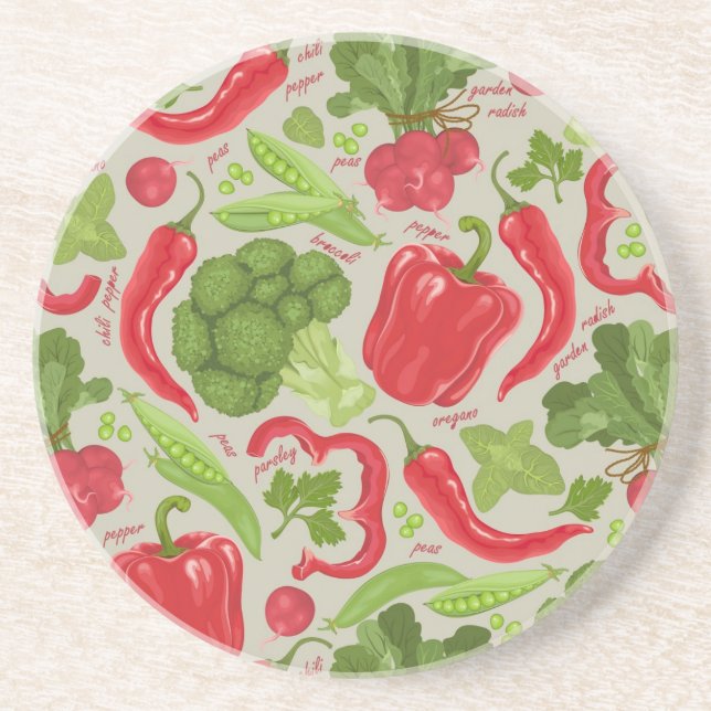 Bright pattern from fresh vegetables coaster (Front)