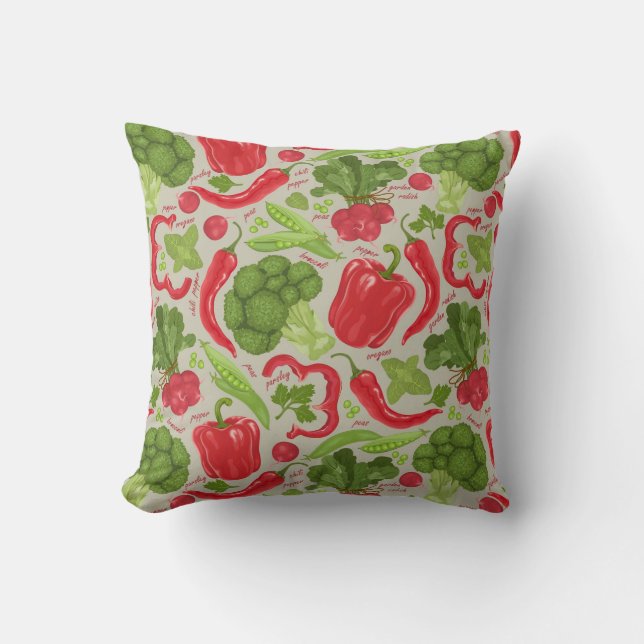 Bright pattern from fresh vegetables cushion (Front)