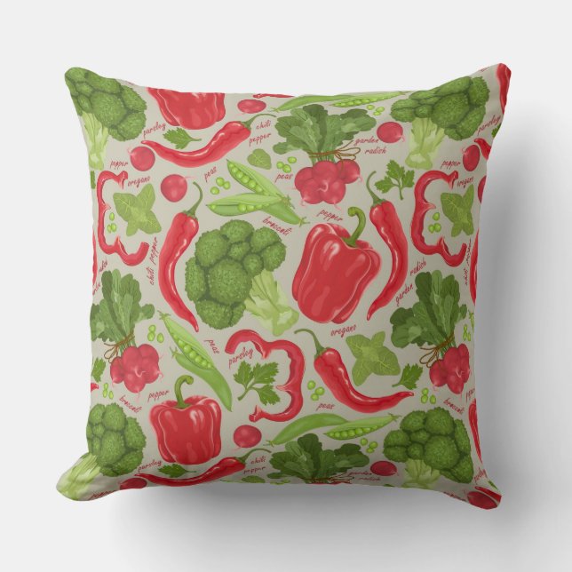 Bright pattern from fresh vegetables cushion (Front)