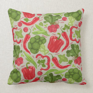 Bright pattern from fresh vegetables cushion