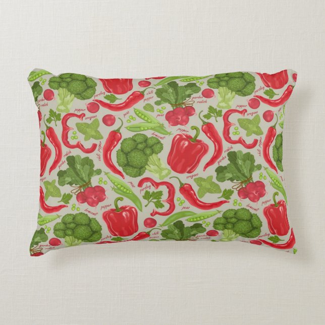 Bright pattern from fresh vegetables decorative cushion (Front)