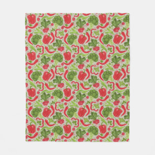 Bright pattern from fresh vegetables fleece blanket