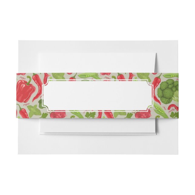 Bright pattern from fresh vegetables invitation belly band (Front Example)