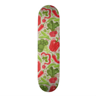 Bright pattern from fresh vegetables skateboard
