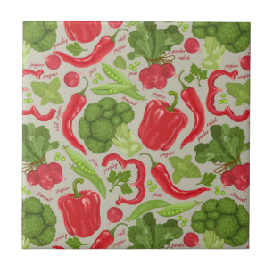 Bright pattern from fresh vegetables tile