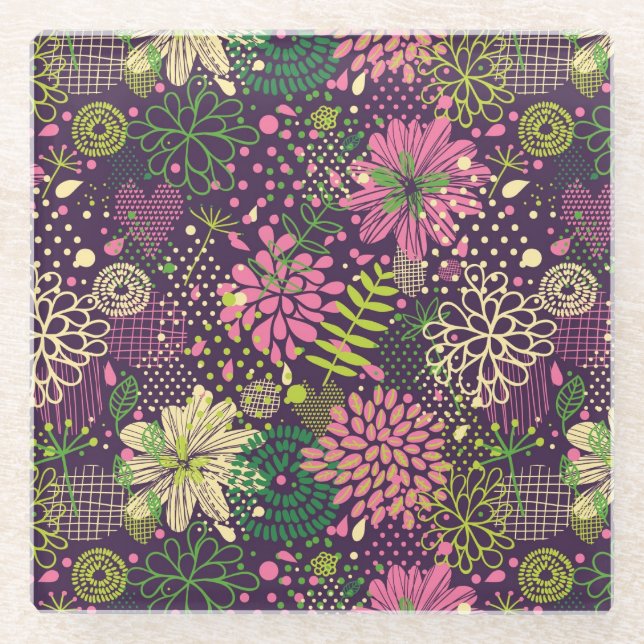 Bright pattern glass coaster (Front)