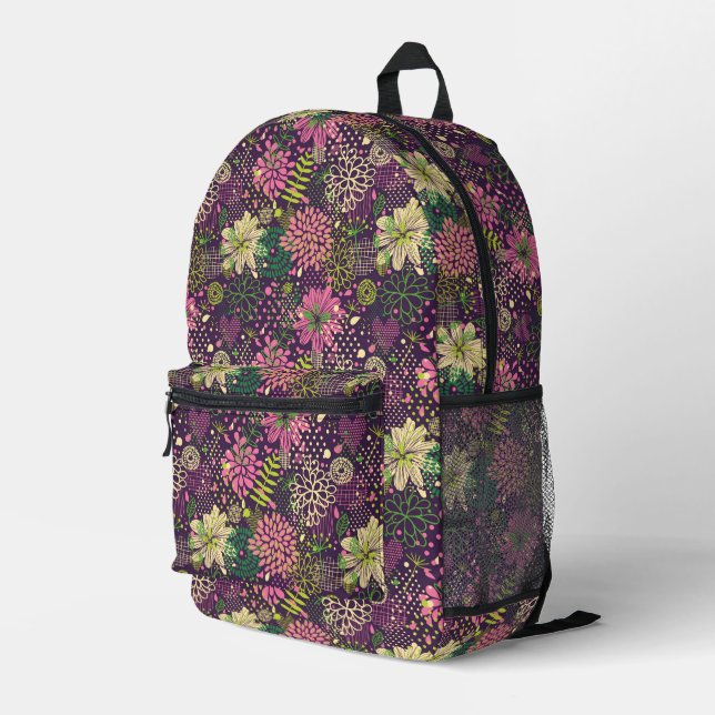 Bright pattern printed backpack (Back Corner Right)