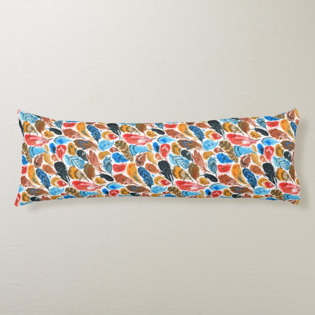 Bright pattern with bird feathers body cushion (Front)