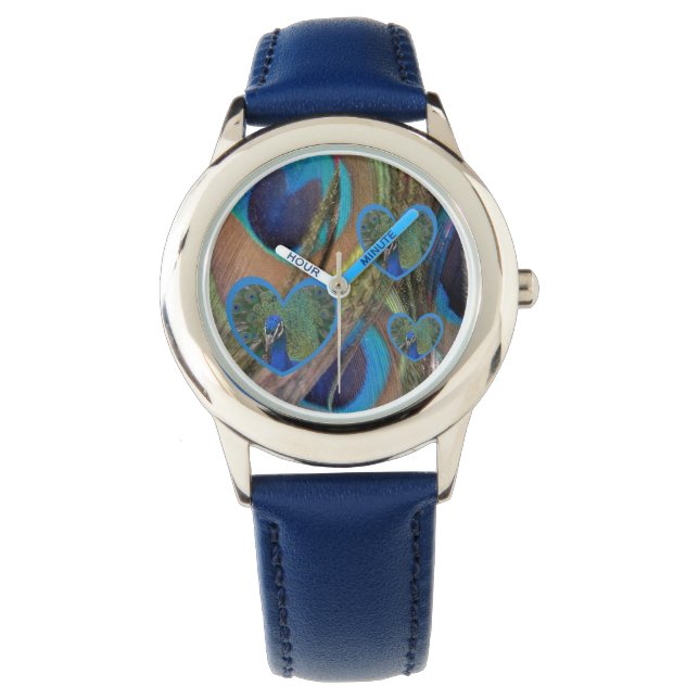 Bright Peacock Feathers Kids eWatch Watch (Front)