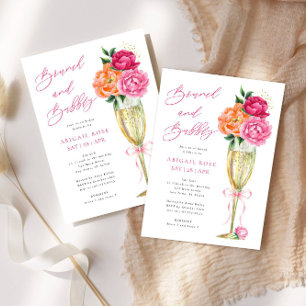 Bright Peony Brunch and Bubbly Champagne Shower Invitation