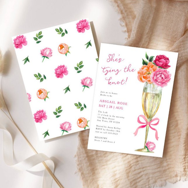 Bright Peony Tying the Knot Bridal Shower Invitation (Creator Uploaded)