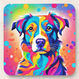 Bright Pet: Colorful Dog Painting Art Coaster