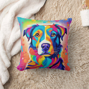 Bright Pet: Colourful Dog Painting Art Cushion