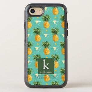 Bright Pineapples On Geometric Pattern   Monogram OtterBox Symmetry iPhone 8/7 Case