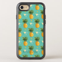 Bright Pineapples On Geometric Pattern