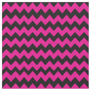 Bright Pink and Black Chevron Pattern Fabric