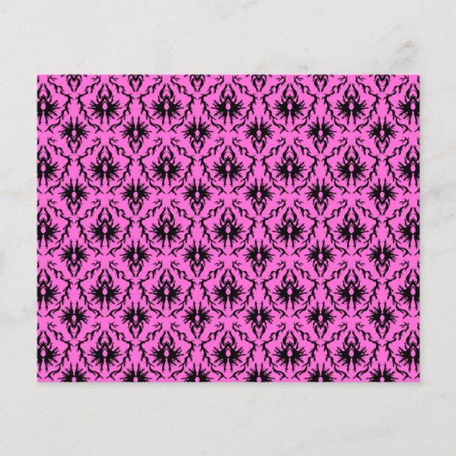 Bright Pink and Black Damask pattern. (Front)