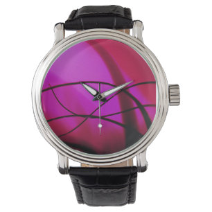 Bright Pink and Black Flowing Abstract Watch