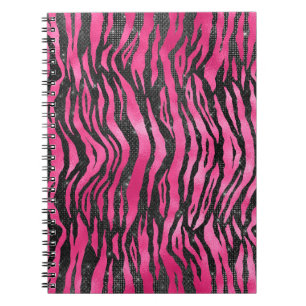 Bright Pink and Black Glam Animal Print Notebook