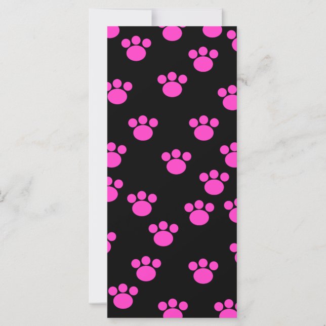 Bright Pink and Black Paw Print Pattern. (Front)