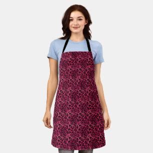Bright pink and black spotted leopard apron