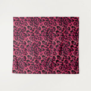 Bright pink and black spotted leopard tapestry
