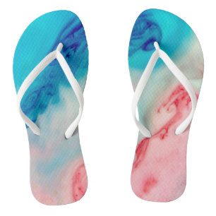 bright pink and blue alcohol ink watercolour jandals