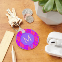 Bright Pink and Blue Argyle Pattern Monogram