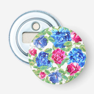 Bright Pink and Blue Floral Pretty Pattern Bottle Opener