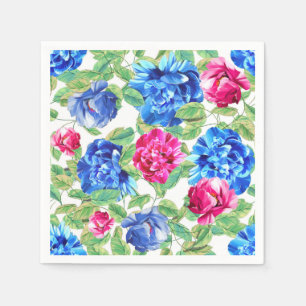 Bright Pink and Blue Floral Pretty Pattern Napkin