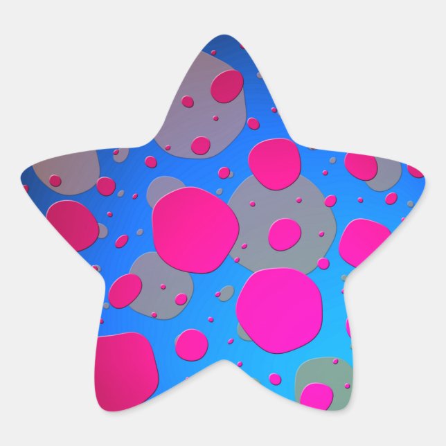 Bright Pink and Blue Modern Art Star Sticker (Front)