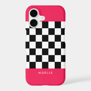 Bright pink and chequerboard