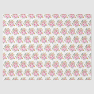 Bright Pink and Gold Elegant Flowers Tissue Paper