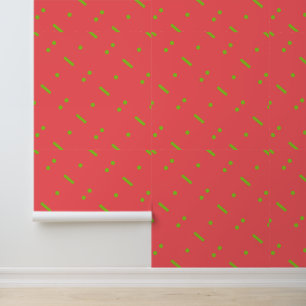 Bright Pink and Green Geometric Pattern Wallpaper