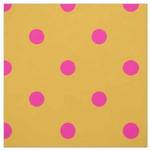 Bright Pink and Marigold Orange Polka Dot Fabric