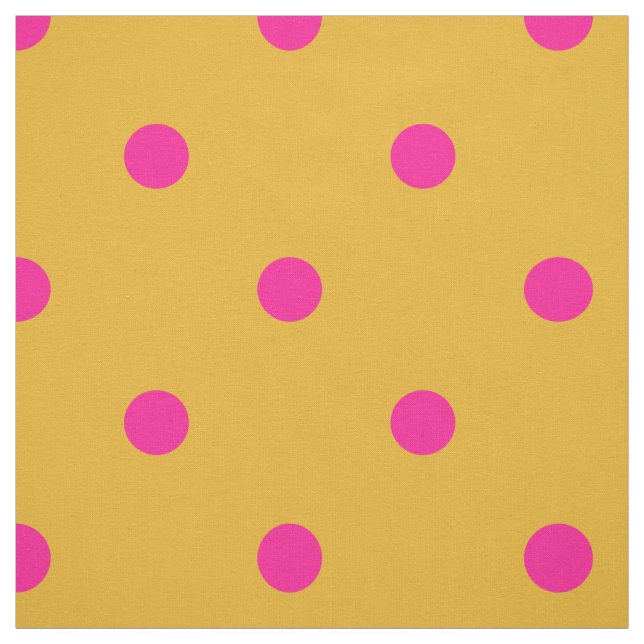 Bright Pink and Marigold Orange Polka Dot Fabric (Swatch)