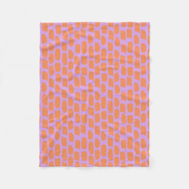 Bright Pink and Orange Abstract Fleece Blanket (Front)