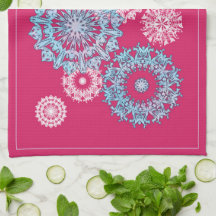 Bright Pink and Purple Kitchen Tea Towel