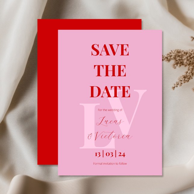 Bright pink and red, initial  invitation (Creator Uploaded)