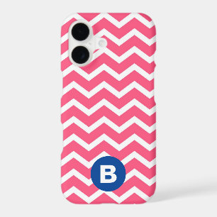 Bright Pink and White Chevron Pattern Monogram