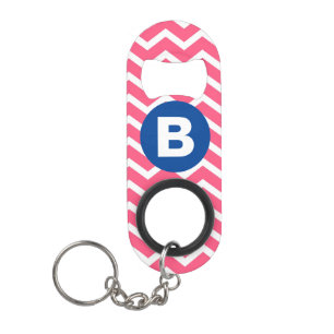 Bright Pink and White Chevron Pattern Monogram