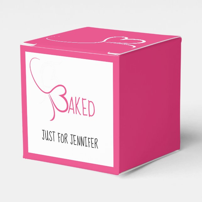 Bright Pink and White Elegant Square Gift Box (Front Side)