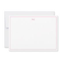 Bright Pink and White Monogrammed Flat  Invitation