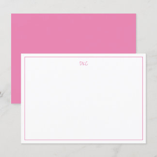 Bright Pink and White Monogrammed Flat  Invitation