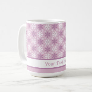 Bright Pink and Winter White Snowflake Pattern Coffee Mug