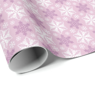 Bright Pink and Winter White Snowflake Pattern Wrapping Paper