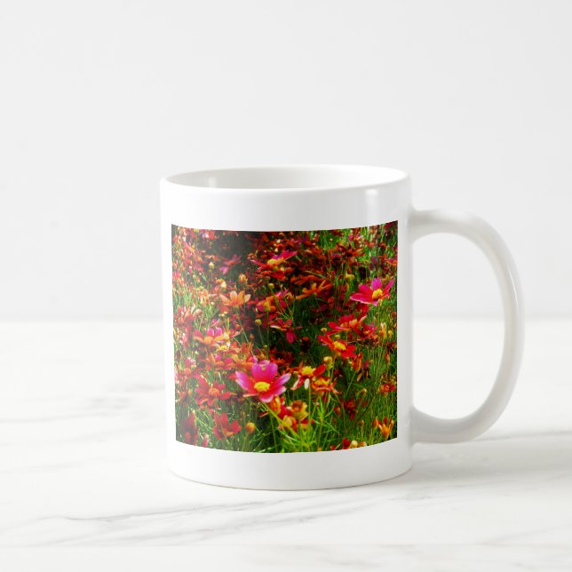Bright pink and yellow Daisy Wild flowers Coffee Mug (Right)