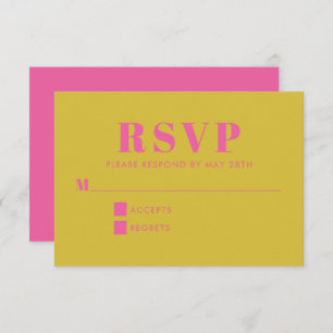 Bright Pink and Yellow Typography Modern Wedding RSVP Card